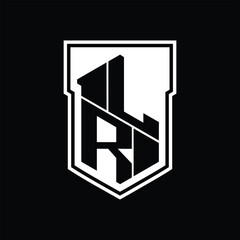 LR Logo monogram hexagon geometric up and down inside shield isolated style design template