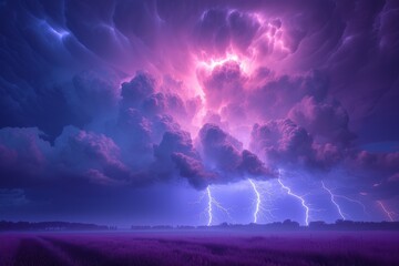 A purple thunderstorm over a field of lavender