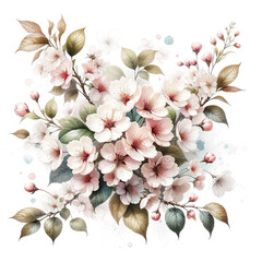 Spring Cherry Blossom Watercolor - Clear Isolated Design