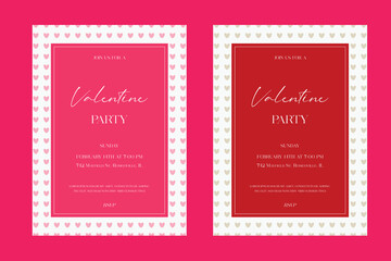 Set of Valentines Day party invitations