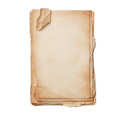 old paper mockup isolated on solid white background. ai generative