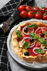 Freshly baked vegetable galette with fresh tomatoes