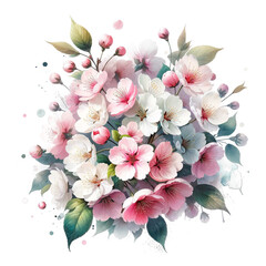 Spring Cherry Blossom Watercolor - Clear Isolated Design