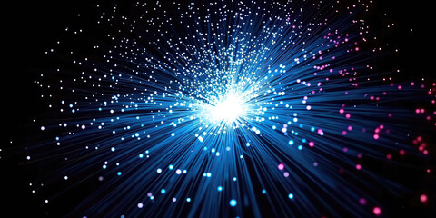 Fototapeta premium 3D Rendering of abstract wire cable tunnel with digital binary data transmitting.blue Glowing data cables transferring information. futuristic, Technology, machine learning, big data, virtualization