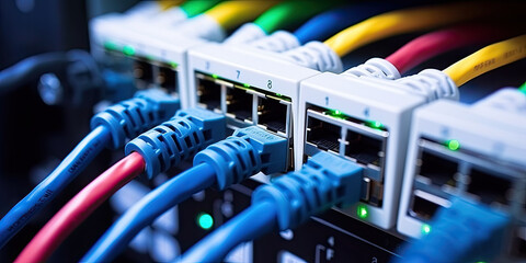 servers connection with Fiber optic cable internet	
 - obrazy, fototapety, plakaty
