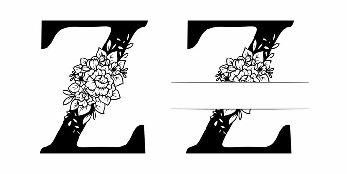 Alphabet Split Monogram, Split Letter Monogram, Alphabet Frame Font. Laser cut template. Initial monogram letters.