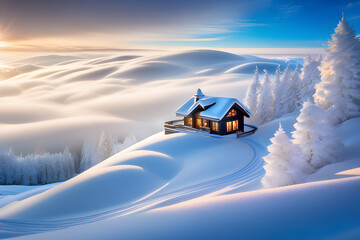 A nice winter scenery. Generative AI