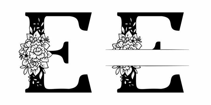 Alphabet Split Monogram, Split Letter Monogram, Alphabet Frame Font. Laser cut template. Initial monogram letters.