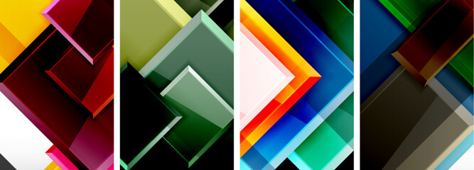 Color glass glossy square composition poster set for wallpaper, business card, cover, poster, banner, brochure, header, website