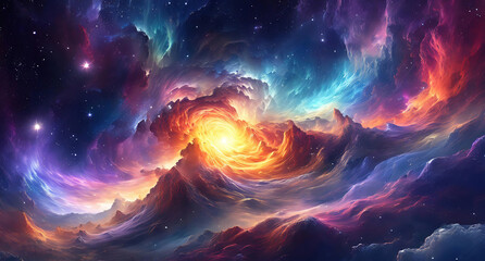 Fototapeta na wymiar Bright Colorful space galaxy cloud nebula, Stary night cosmos, Universe science astronomy