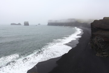 The black sand beach of Reynisfjara - Dyrholaey, Iceland