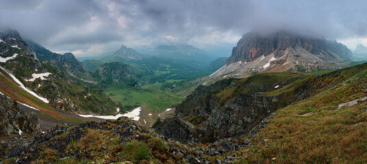 Dolomites from mount Cernera to Formin - panorama