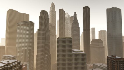 Nice view of the skyscrapers, panorama of modern city, 3d rendering