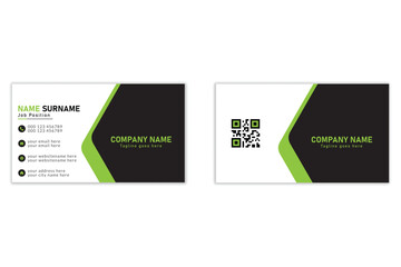 Professional corporate business card template design. Minimal concept with black and green color.