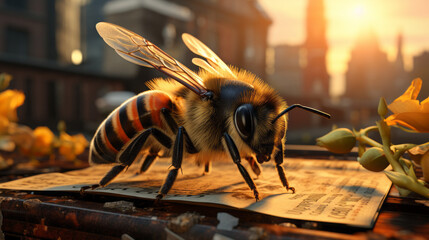Buzzing Beauties: Exploring Close-Up World of Insects and Nature's Pollinators in Vibrant Macro Photography, generative AI