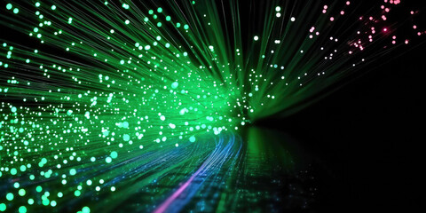 Fototapeta na wymiar 3D Rendering of abstract wire cable tunnel with digital binary data transmitting.green .Glowing data cables transferring information. futuristic,Technology, machine learning, big data, virtualization
