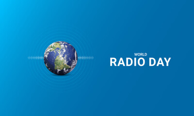 Fototapeta na wymiar World Radio Day creative design for social media banner, poster 3D Illustration