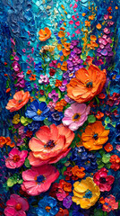 Fototapeta na wymiar Oil painting of flowers. Abstract art background. Colorful flowers.