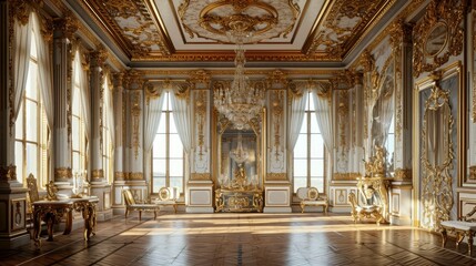 Luxury modern classic European style. Classic European style palace with gold and white colors