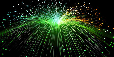 Fototapeta na wymiar 3D Rendering of abstract wire cable tunnel with digital binary data transmitting.green .Glowing data cables transferring information. futuristic,Technology, machine learning, big data, virtualization