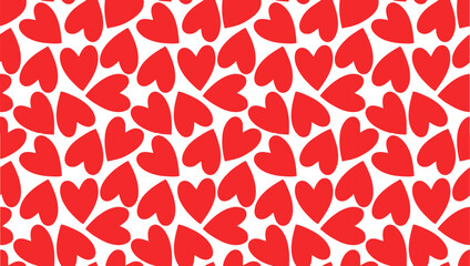 Red love heart seamless pattern illustration. Cute romantic pink hearts background print. Valentine's day holiday backdrop texture, romantic wedding design