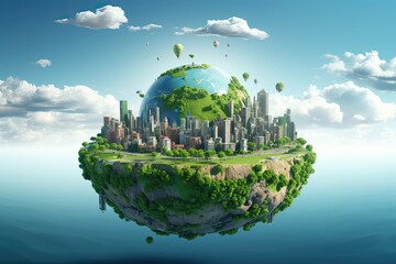 Fantasy World City on a Green Globe
