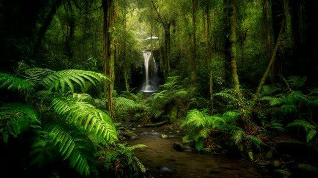 awe-inspiring woodland rivers and cascades escape. generative AI