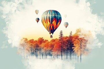 Obraz na płótnie Canvas Fall Colors and Hot Air Balloons