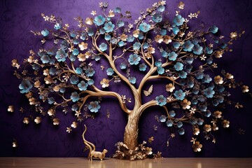 A Tree of Life with Flowers and a Cat
