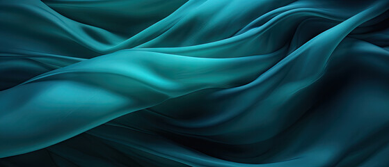 Obraz premium dark cyan silk satin cloth fabric color noise, blue wave grunge abstract background
