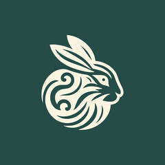 rabbit flat vector logo template