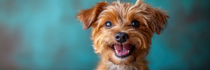 Happy Dog On Blue Background Border, Desktop Wallpaper Backgrounds, Background HD For Designer