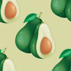 Seamless vector avocado pattern