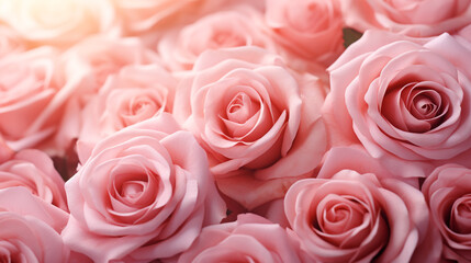 Floral background gorgeous pink roses in soft light