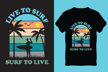 Summer Surfing T-Shirt Design Vector