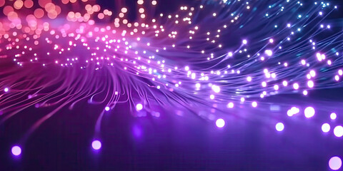 Fototapeta premium 3D Rendering of abstract wire cable tunnel with digital binary data transmitting.pink Glowing data cables transferring information. futuristic, Technology, machine learning, big data, virtualization