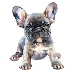 Watercolor cute puppy isolated on transparent background, png