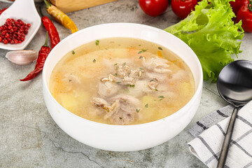Homemade chicken soup with vegetables