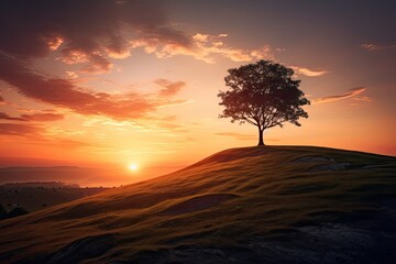 A Lone Tree silhouetted against a beautiful Sunset