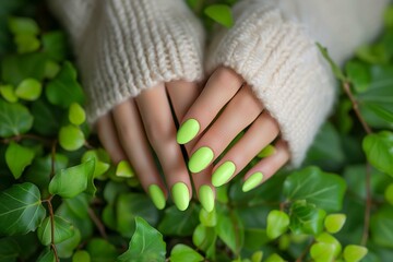 Female Hands Long Nails Bright Green, HD, Background Wallpaper, Desktop Wallpaper