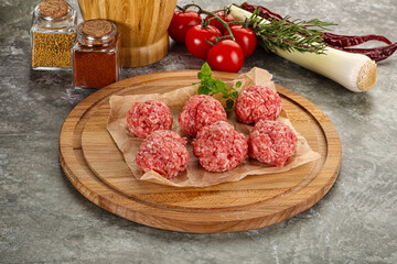 Raw beef meatball minced meat