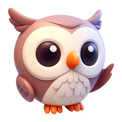 3d render owl cartoon style. Realistic 3d high quality isolated render