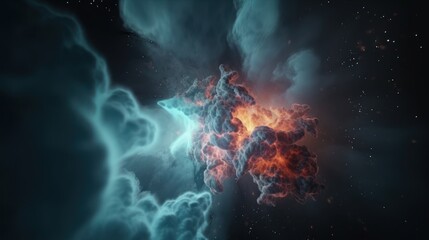 Glowing clouds in space. Generative AI
