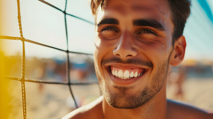 A close-up of a good-looking male beach volleyball player