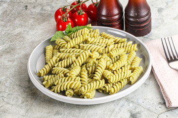 Italian pasta with basil pesto