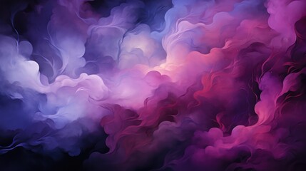 Purple-pink abstract background in the form of waves, clouds, fog. Background with swirling haze, smoke, steam - obrazy, fototapety, plakaty