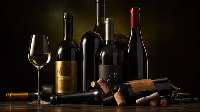 Collection of different wines. Generative AI