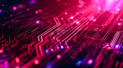 Obraz premium Digital Computer Hardware Technology Circuit Board: Electrical Abstract Motherboard Processor Communication with Science Information