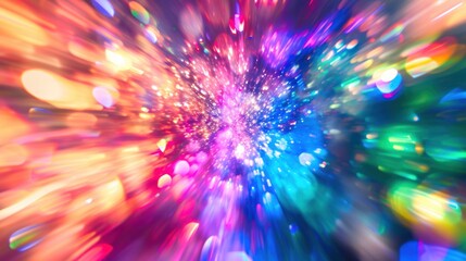Fototapeta premium Abstract image of a vibrant light burst resembling a cosmic event with colorful light trails