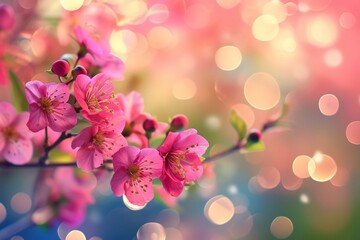 Fototapeta na wymiar Stunning spring flowers with colorful blur and bokeh, perfect for wallpapers or web pages.